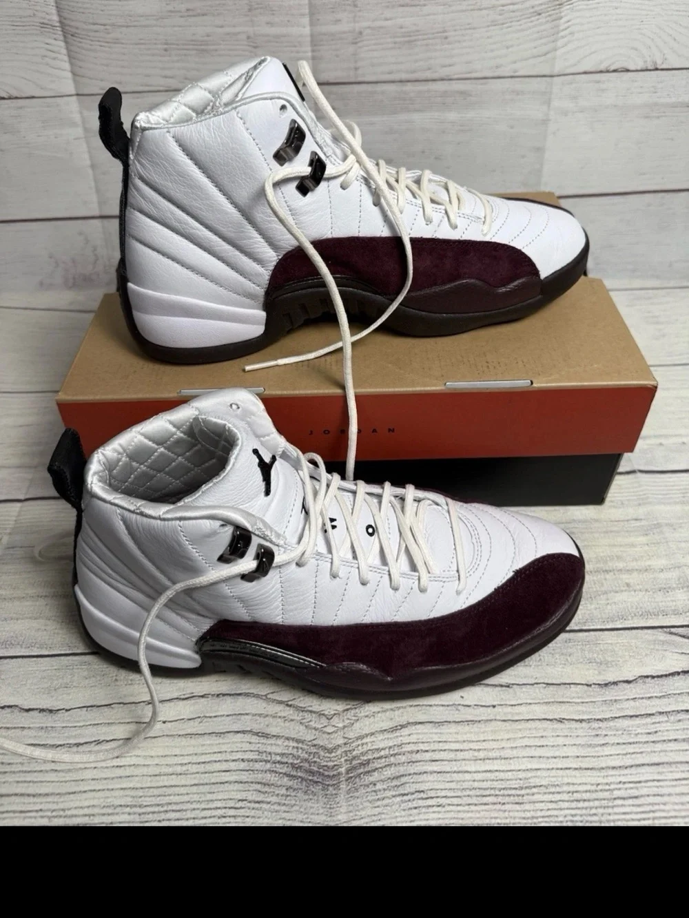 Air Jordan 12 Retro SP A Ma Maniére White Burgundy Size 11W / 9.5M DV6989-100